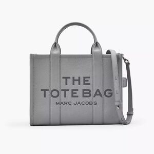 Marc Jacobs The Leather Medium Tote Bag in Wolf Grey LIKE NEW